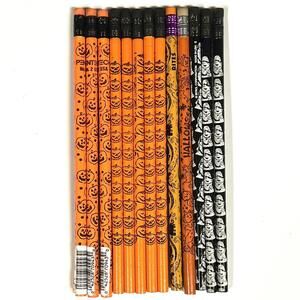 Vintage Halloween Wood Pencil Lot Of 13 Pumpkins Ghost Mummy Animals Made In USA